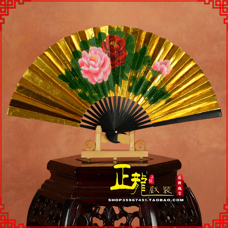 鄂托克前旗京剧戏曲戏剧贵妃醉酒牡丹折扇儿童扇子7寸8寸9寸 金扇